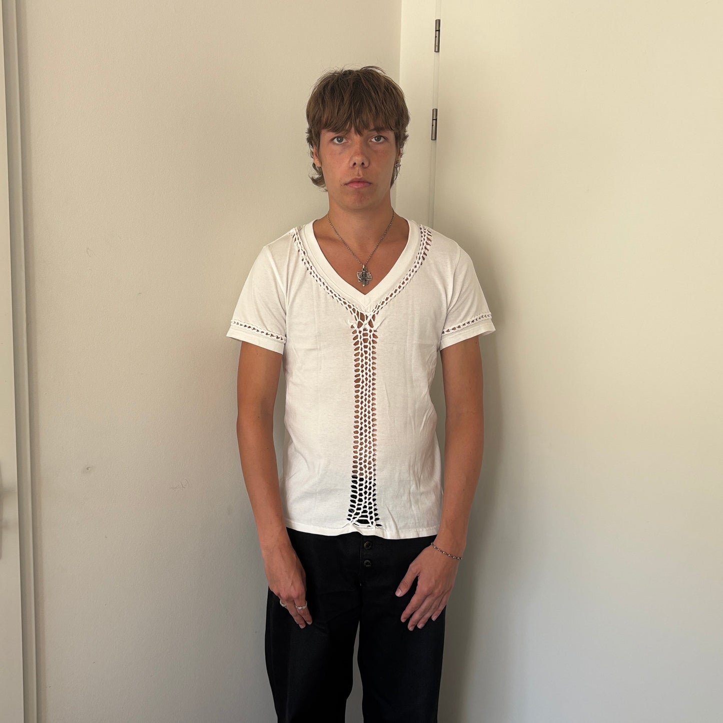 SS07 NUMBER (N)INE WOVEN TEE WHITE [M]