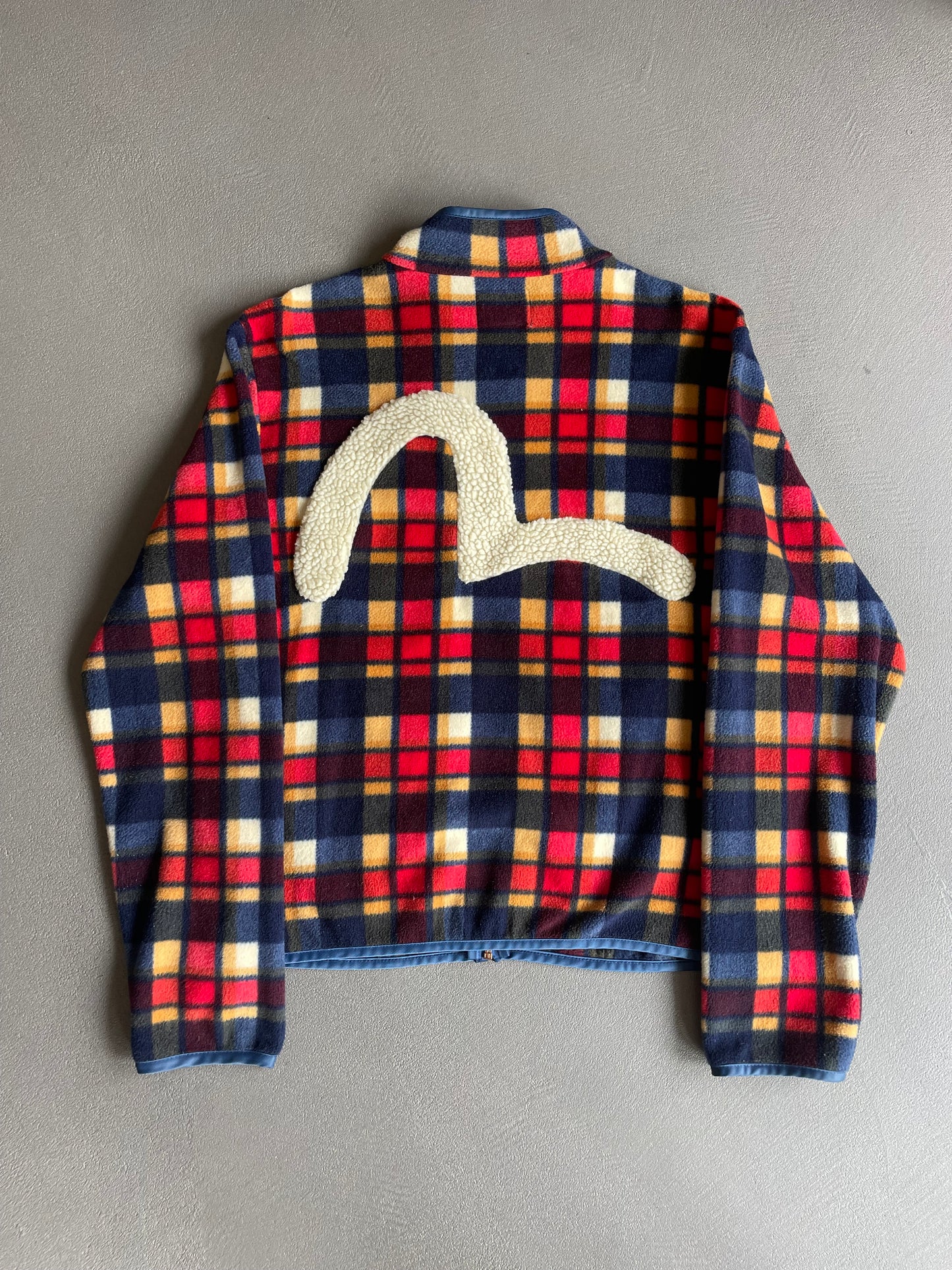 EVISU CHECKERED FLEECE JACKET RED BLUE [S]