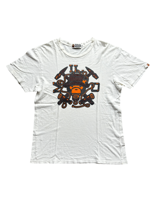 BAPE HAMMER LOGO TEE WHITE [L]