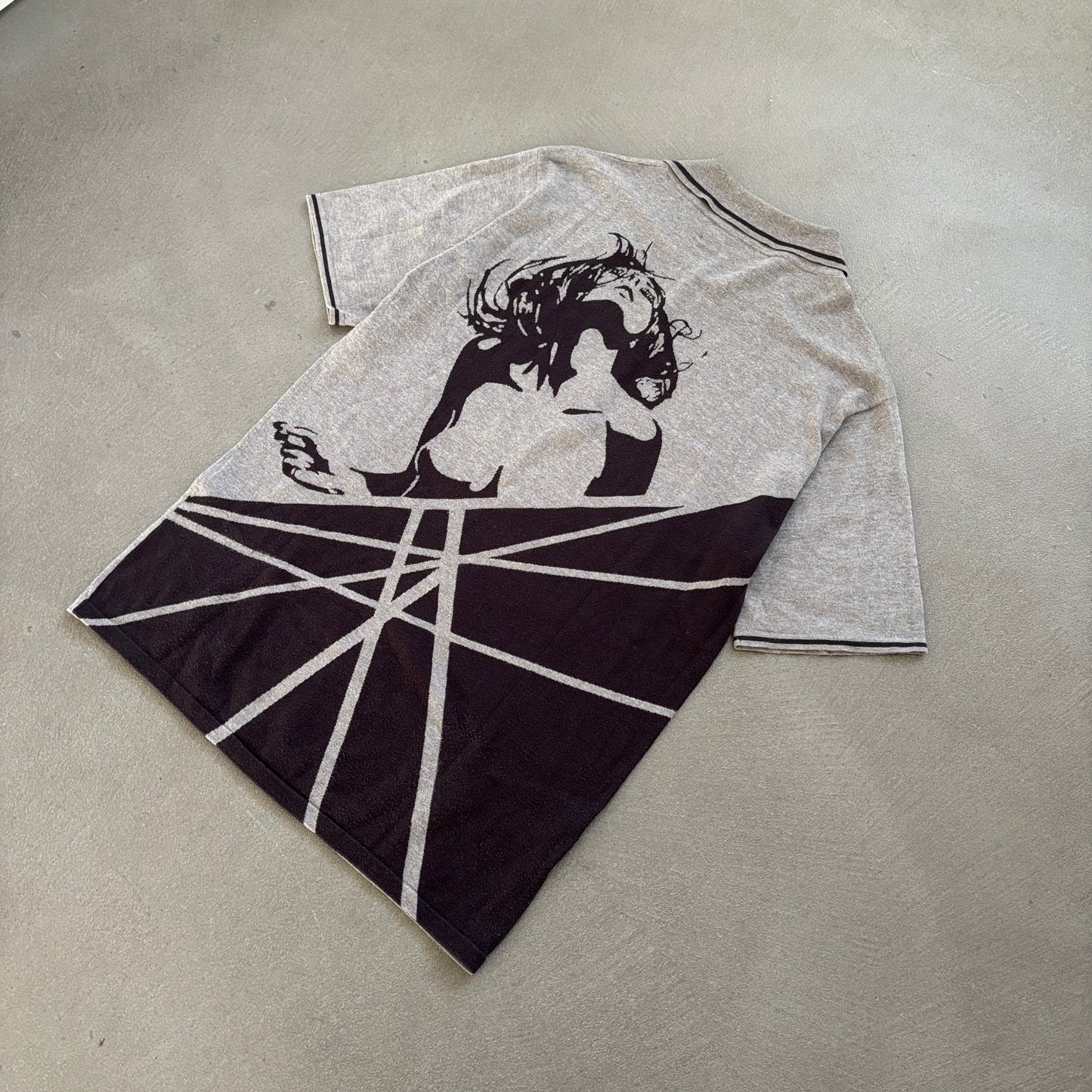 HYSTERIC GLAMOUR WOMAN PRINT POLO GREY [M]