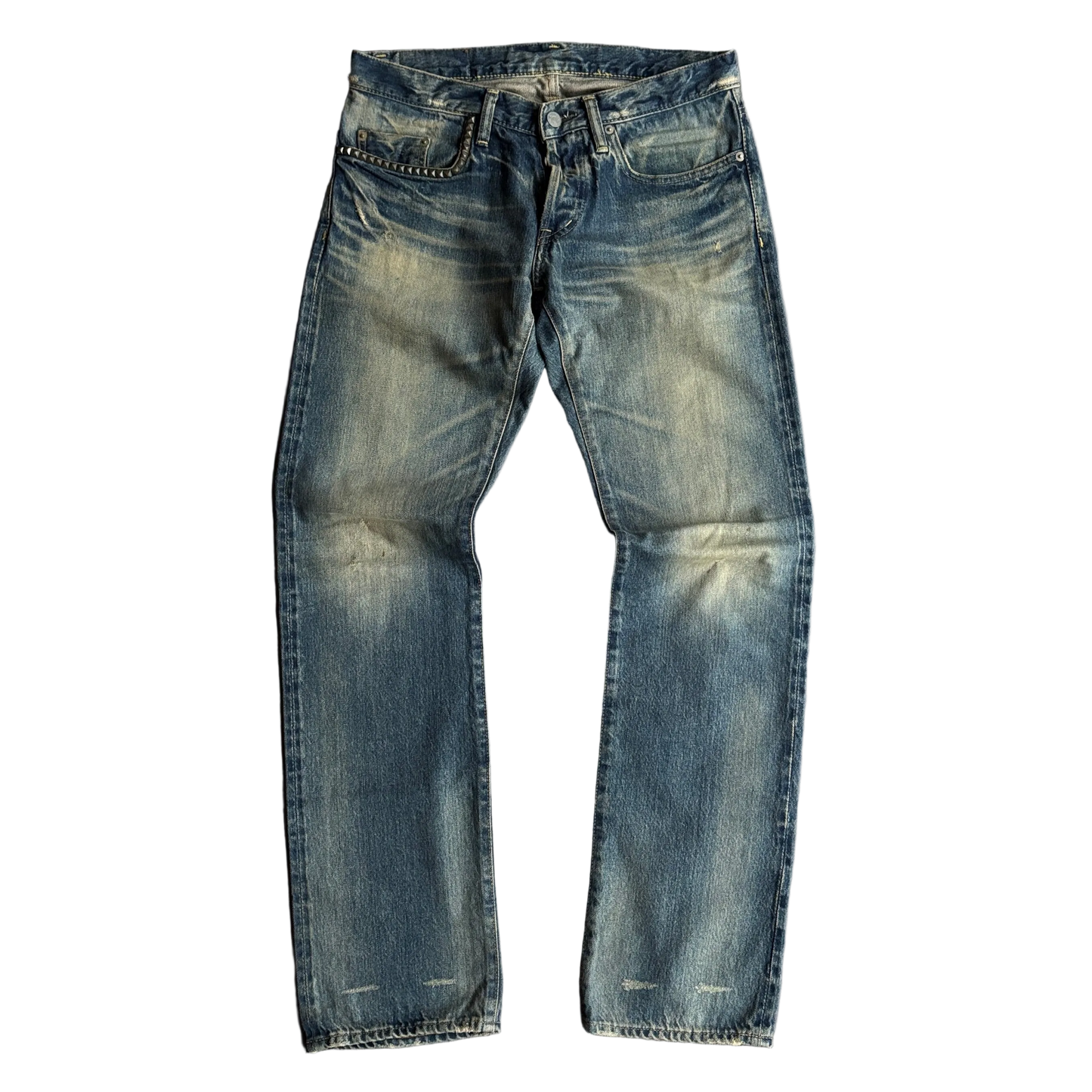 HYSTERIC GLAMOUR SAND WASHED STUDDED SELVEDGE DENIM [W30]