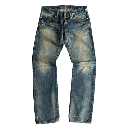 HYSTERIC GLAMOUR SAND WASHED STUDDED SELVEDGE DENIM [W30]