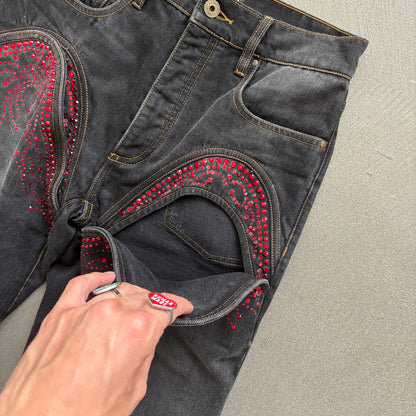 Y/PROJECT RHINESTONE JEANS BLACK [S]