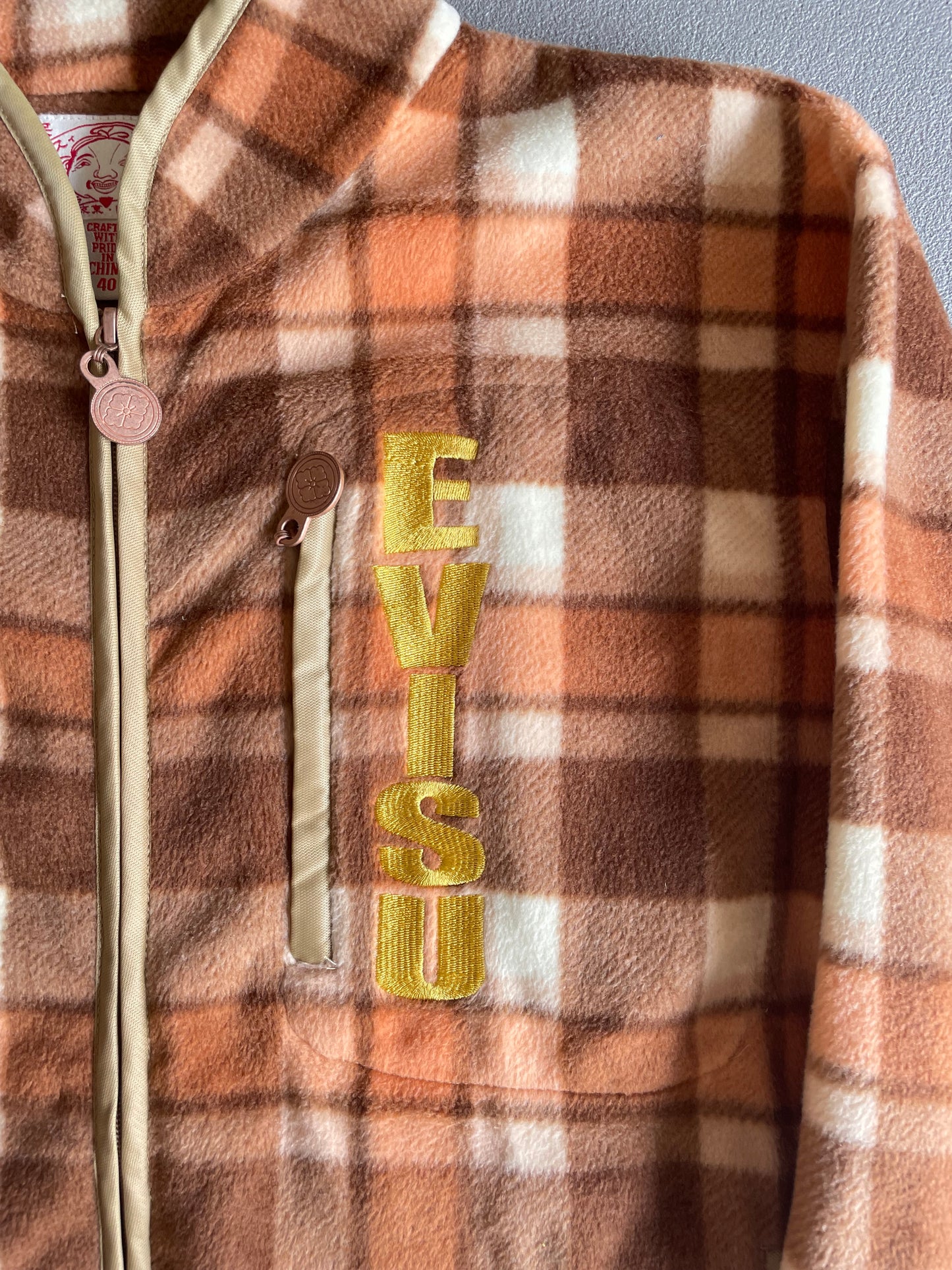 EVISU CHECKERED FLEECE BEIGE BROWN [M]