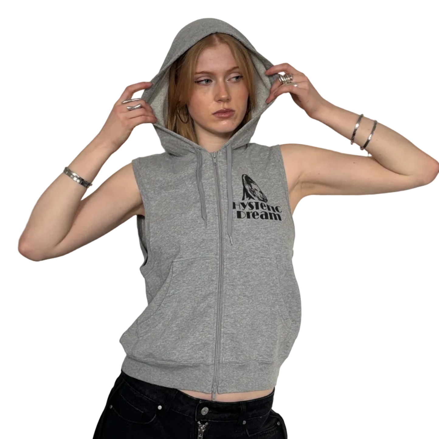 HYSTERIC GLAMOUR SLEEVELESS HOODIE GREY [S]