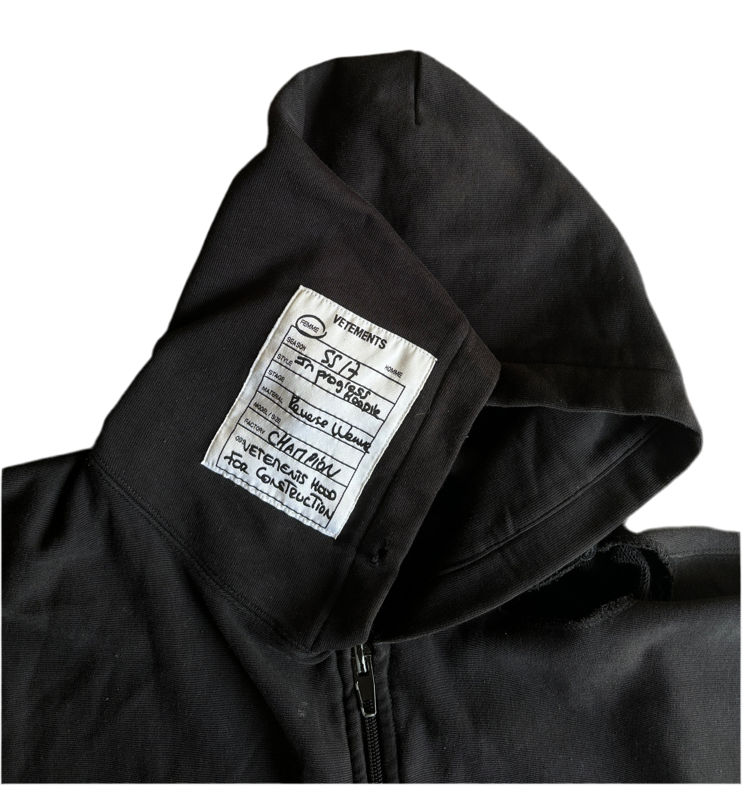 VETEMENTS X CHAMPION SS17 HOODIE BLACK [L]