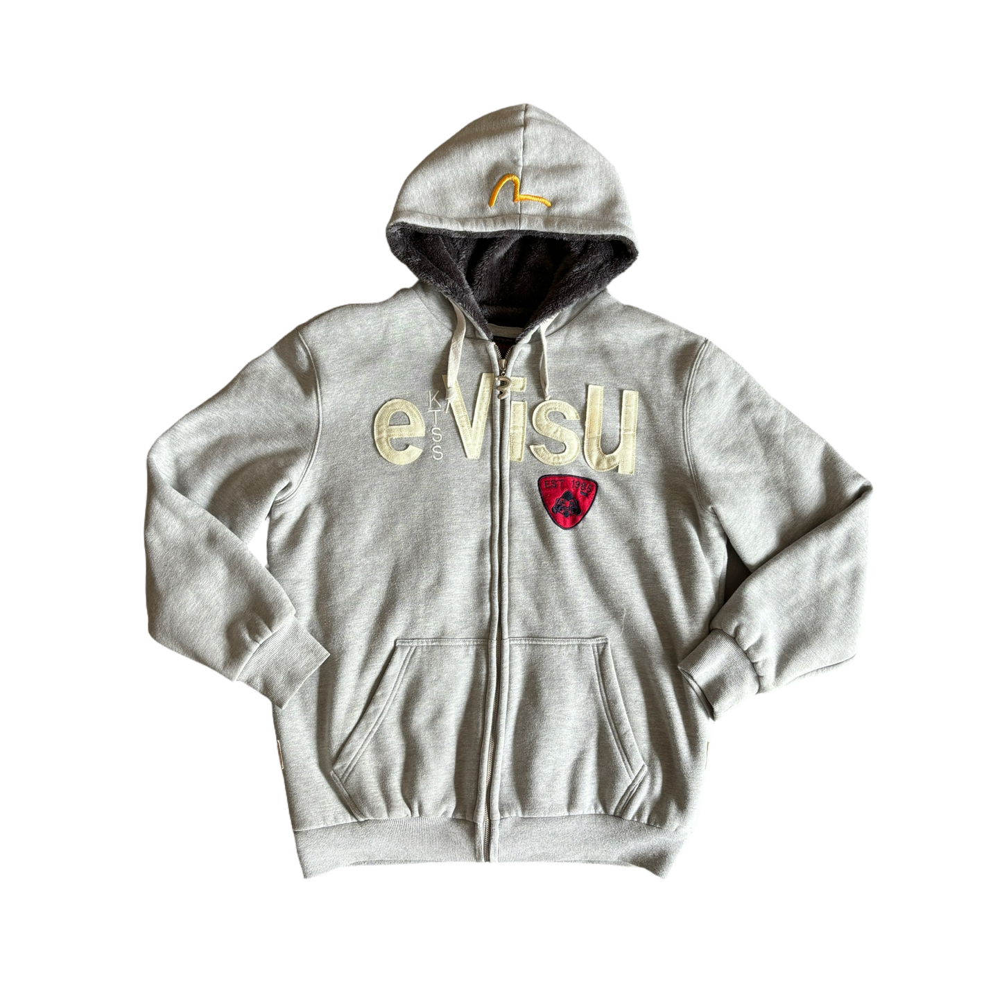 GIACCA IN PILE CON ZIP EVISU GRIGIO CON ZIP [XL]