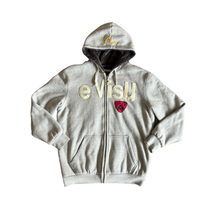 GIACCA IN PILE CON ZIP EVISU GRIGIO CON ZIP [XL]