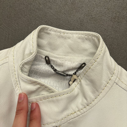 DIRK BIKKEMBERG VINTAGE LEATHER JACKET WHITE [M]