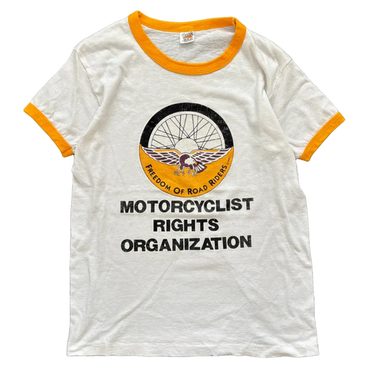 1981 MOTORCYCLIST RIGHTS RINGER TEE | HANES TAG [S]