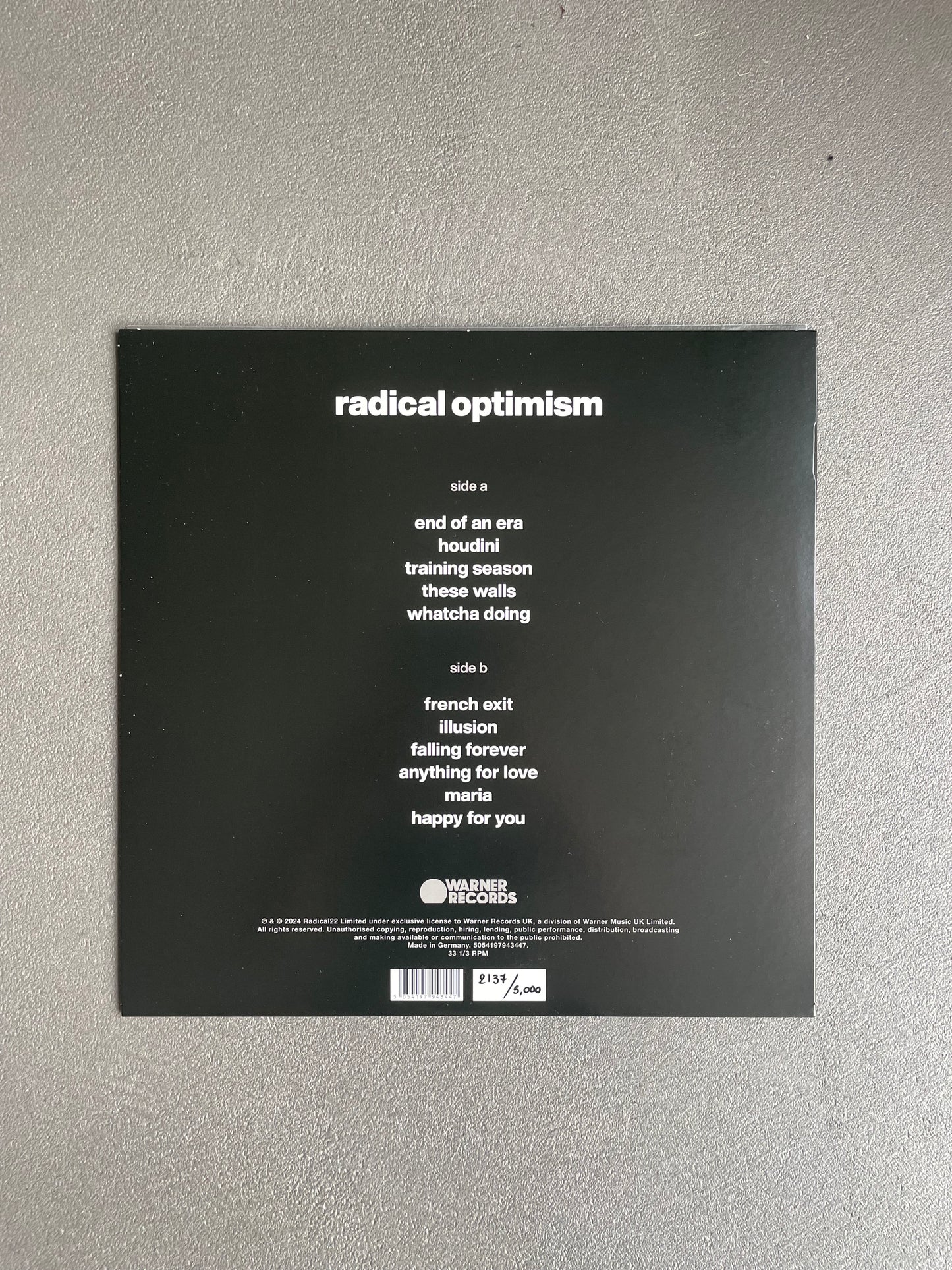 DUA LIPA RADICAL OTTIMISMO ZOETROPE VINILE /5000