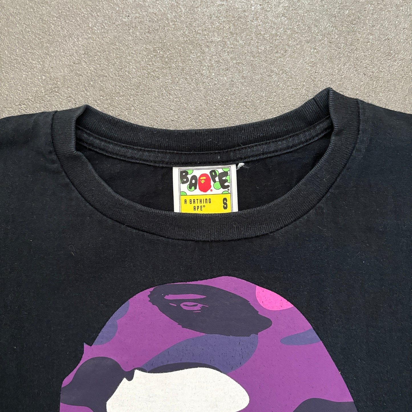 BAPE PURPLE CAMO LOGO TEE BLACK [S]