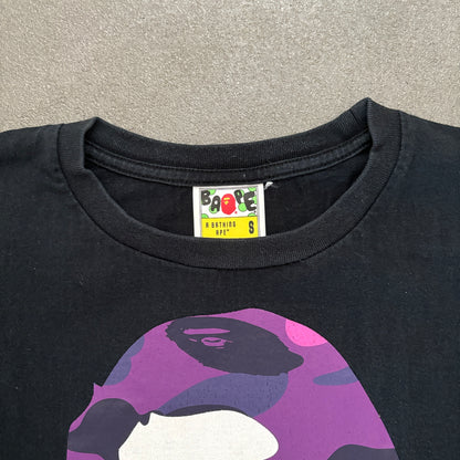 BAPE PURPLE CAMO LOGO TEE BLACK [S]