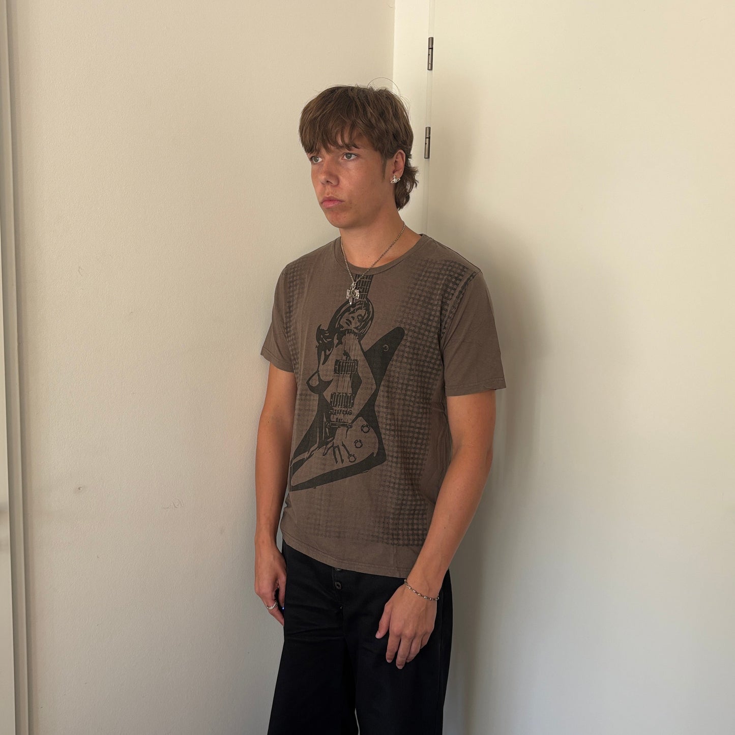 HYSTERIC GLAMOUR GUITAR GIRL TEE OLIVE [L]