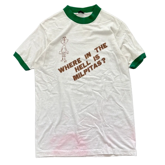 1976 WHERE IS MILPITAS RINGER TEE | HEAVY COTTON TAG [M]