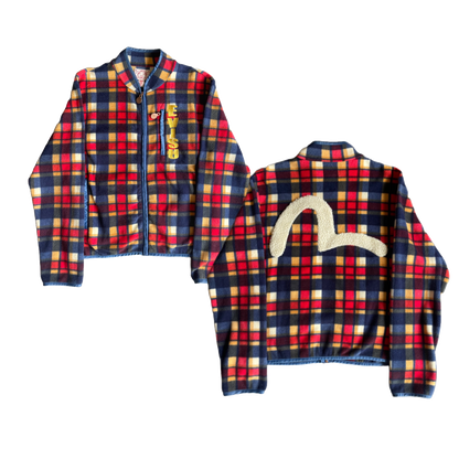 EVISU CHECKERED FLEECE JACKET RED BLUE [S]