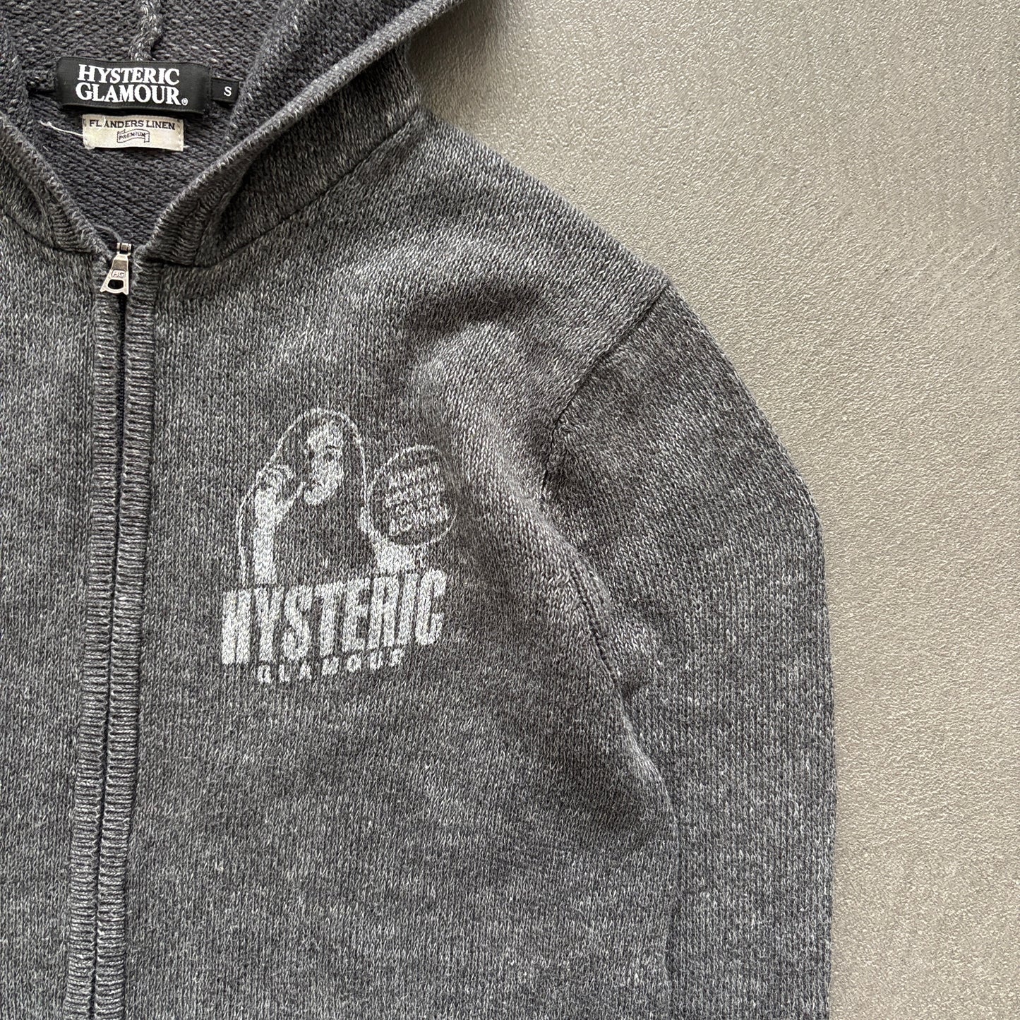 HYSTERIC GLAMOUR ZIP-UP HOODIE GREY [S]