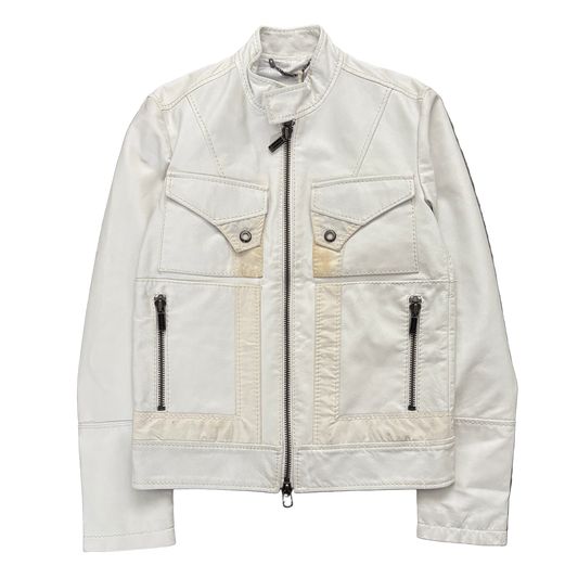 DIRK BIKKEMBERG VINTAGE LEATHER JACKET WHITE [M]