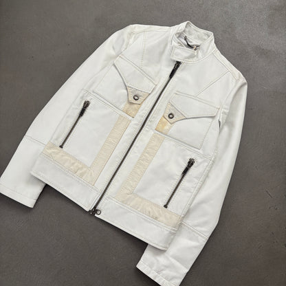 DIRK BIKKEMBERG VINTAGE LEATHER JACKET WHITE [M]