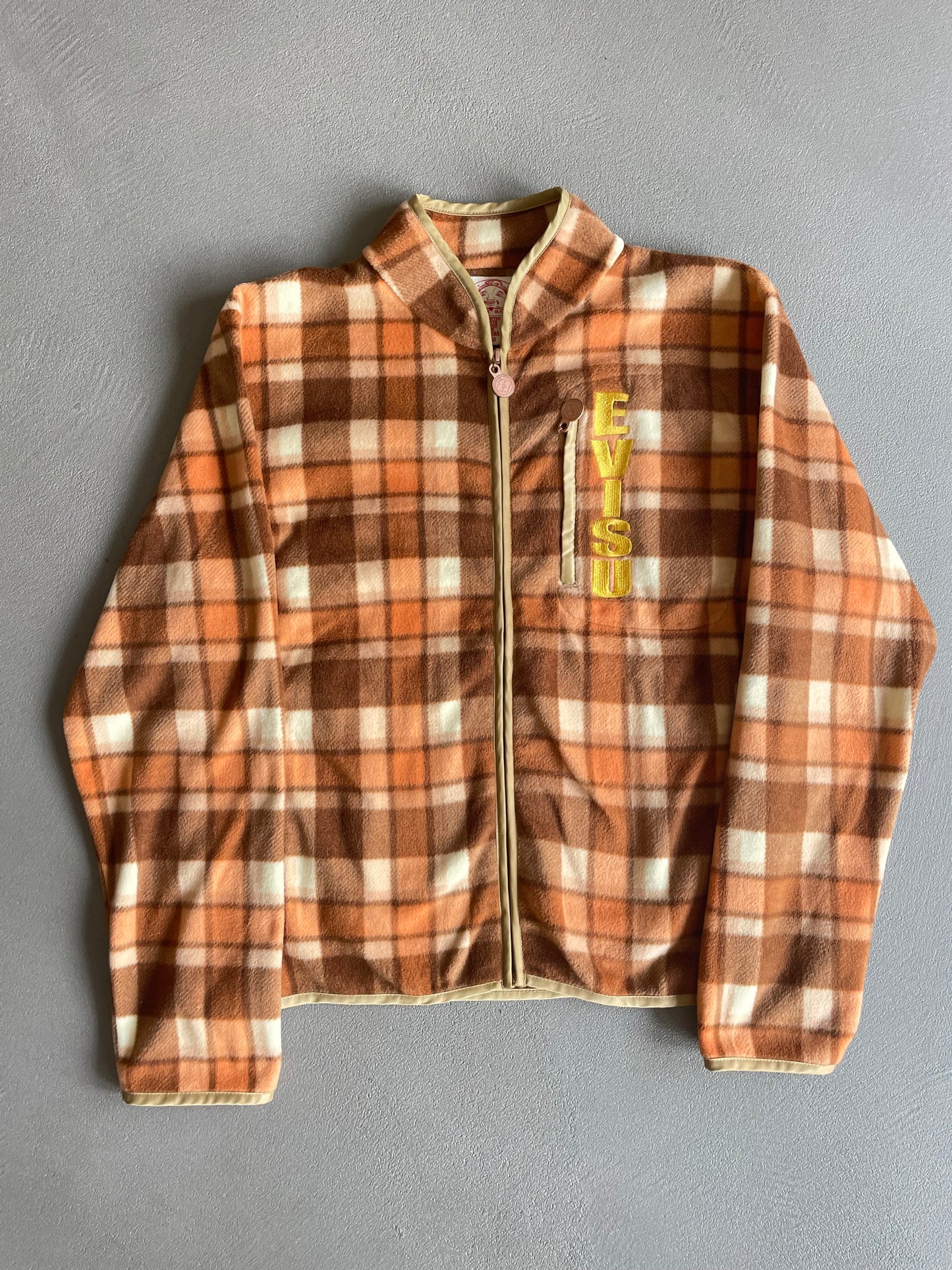 EVISU CHECKERED FLEECE BEIGE BROWN [M]