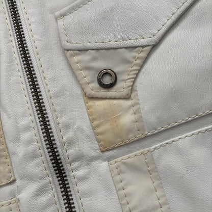 DIRK BIKKEMBERG VINTAGE LEATHER JACKET WHITE [M]