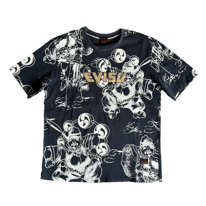 EVISU ALL OVER PRINT TEE BLUE [XL]