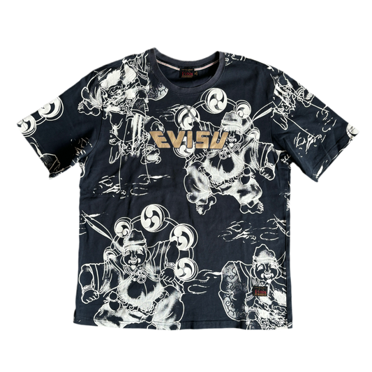 EVISU ALL OVER PRINT TEE BLUE [XL]