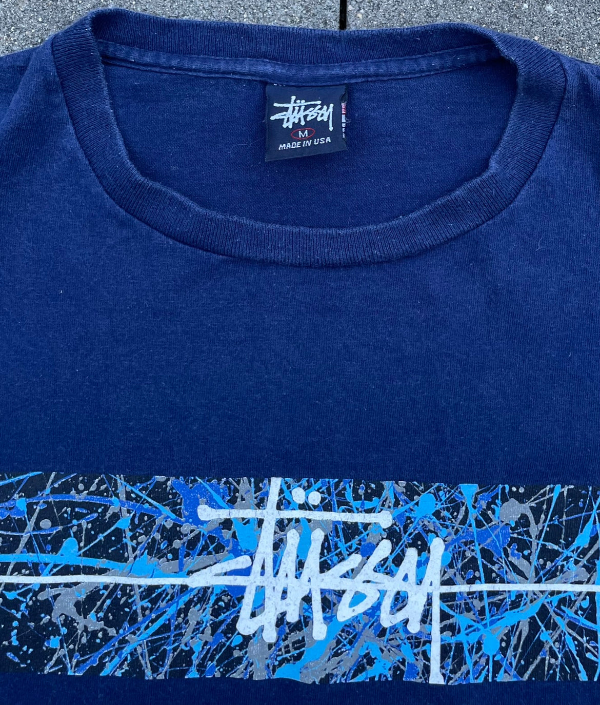 MAGLIETTA CON LOGO STUSSY ANNI '90 GRAVITY BLU MARINO [M]