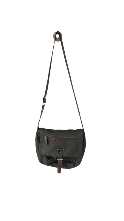 SAC MESSAGER PRADA VERT ARMÉE/MARRON