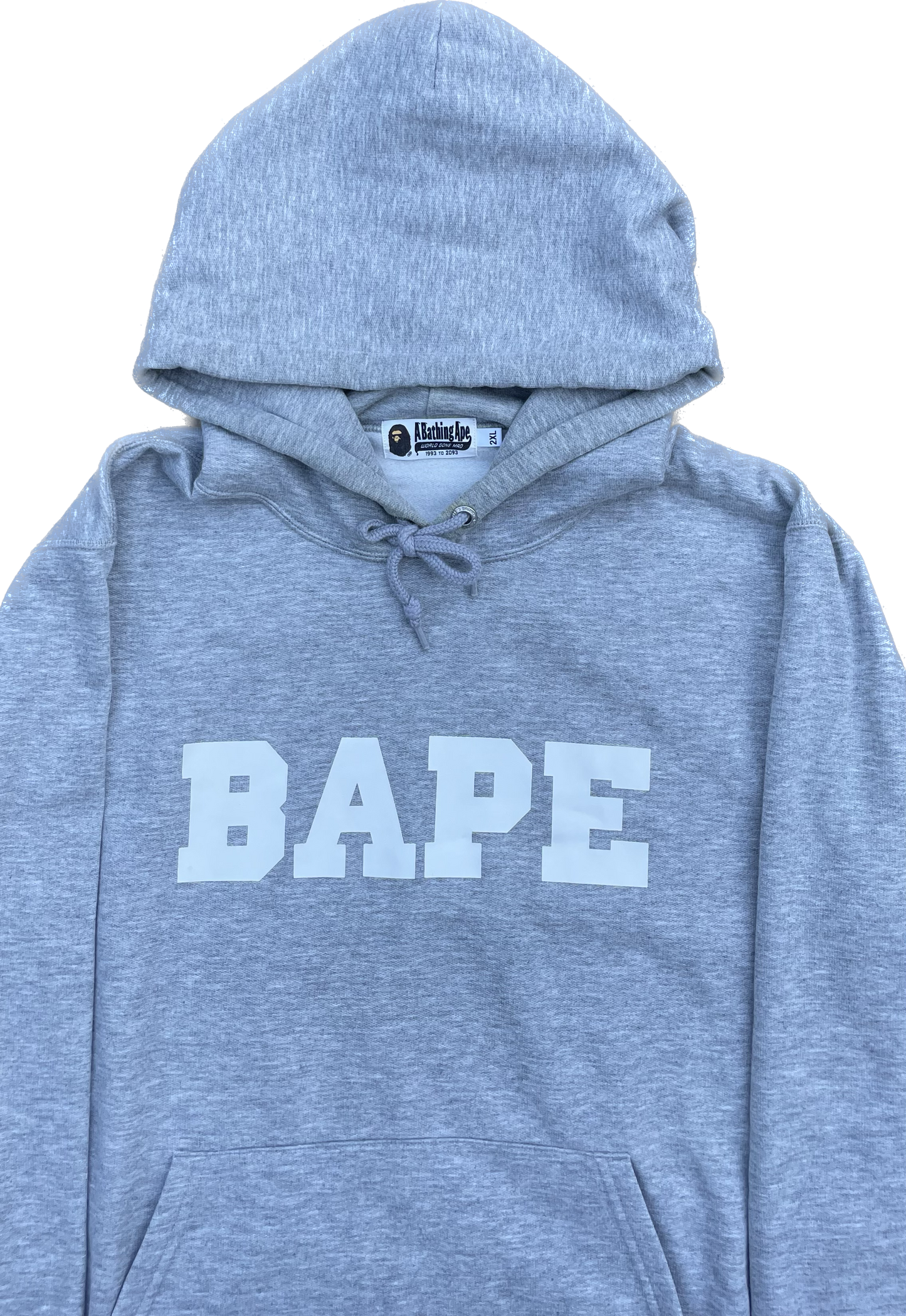 FELPA CON CAPPUCCIO BAPE LETTERS GRIGIA [XXL]