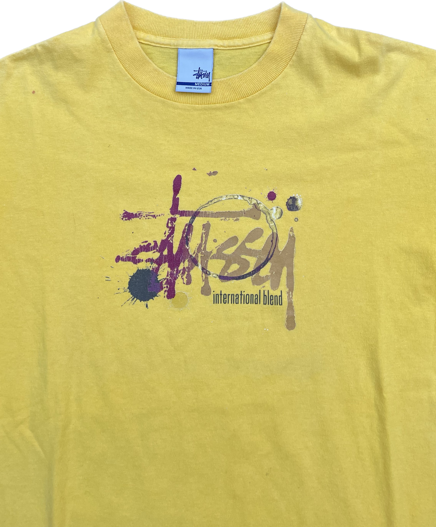 T-shirt SPLATTER STUSSY 2000S JAUNE [M]