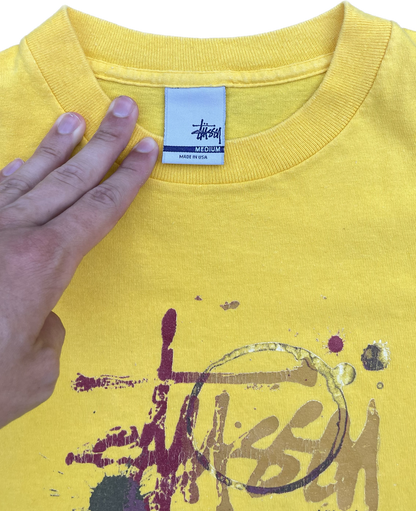 T-shirt SPLATTER STUSSY 2000S JAUNE [M]