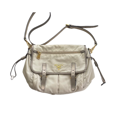 SAC MESSENGER PRADA CREME DÉTAILS OR