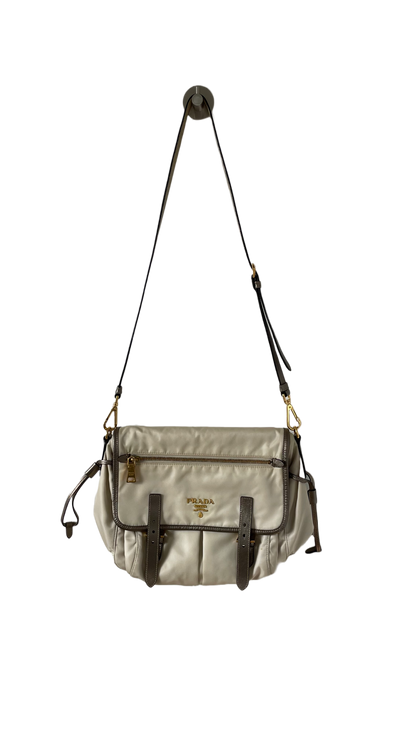 SAC MESSENGER PRADA CREME DÉTAILS OR