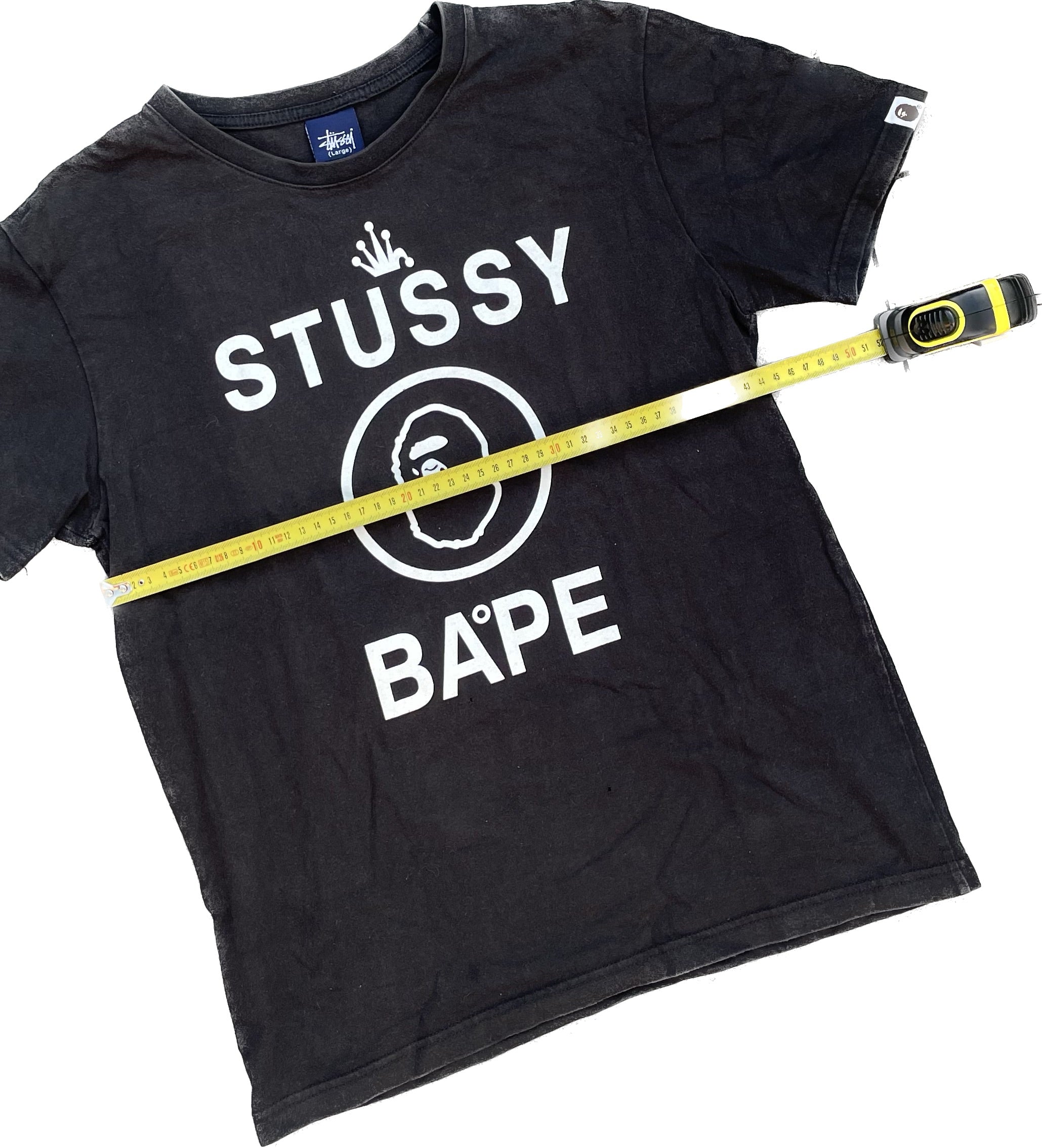 史上最も激安 TEE 90S STUSSY X BAPE BLACK TOMVINTAGE – [L] トップス