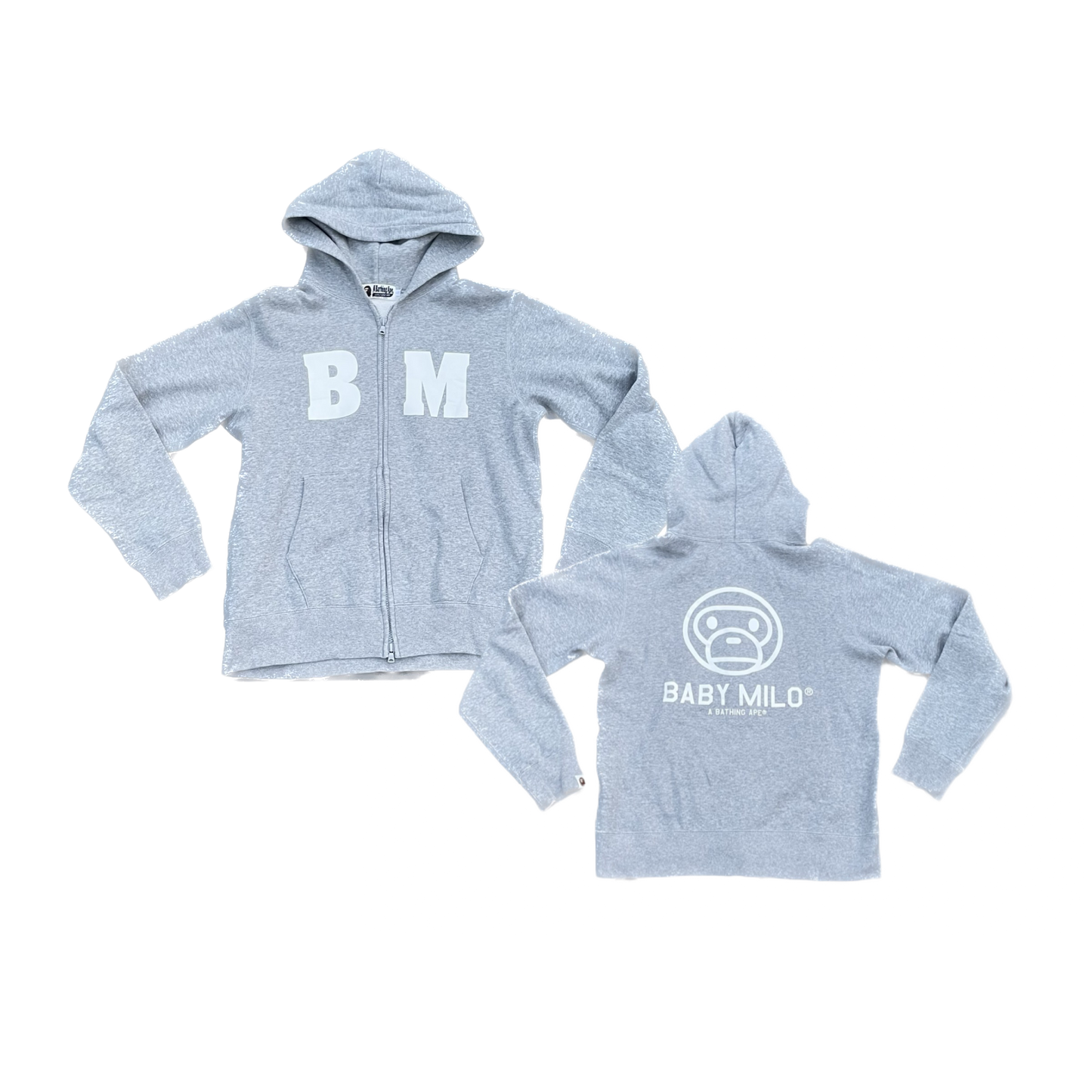 BAPE BABY MILO FELPA CON CAPPUCCIO E ZIP GRIGIA [M]