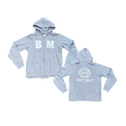 BAPE BABY MILO FELPA CON CAPPUCCIO E ZIP GRIGIA [M]