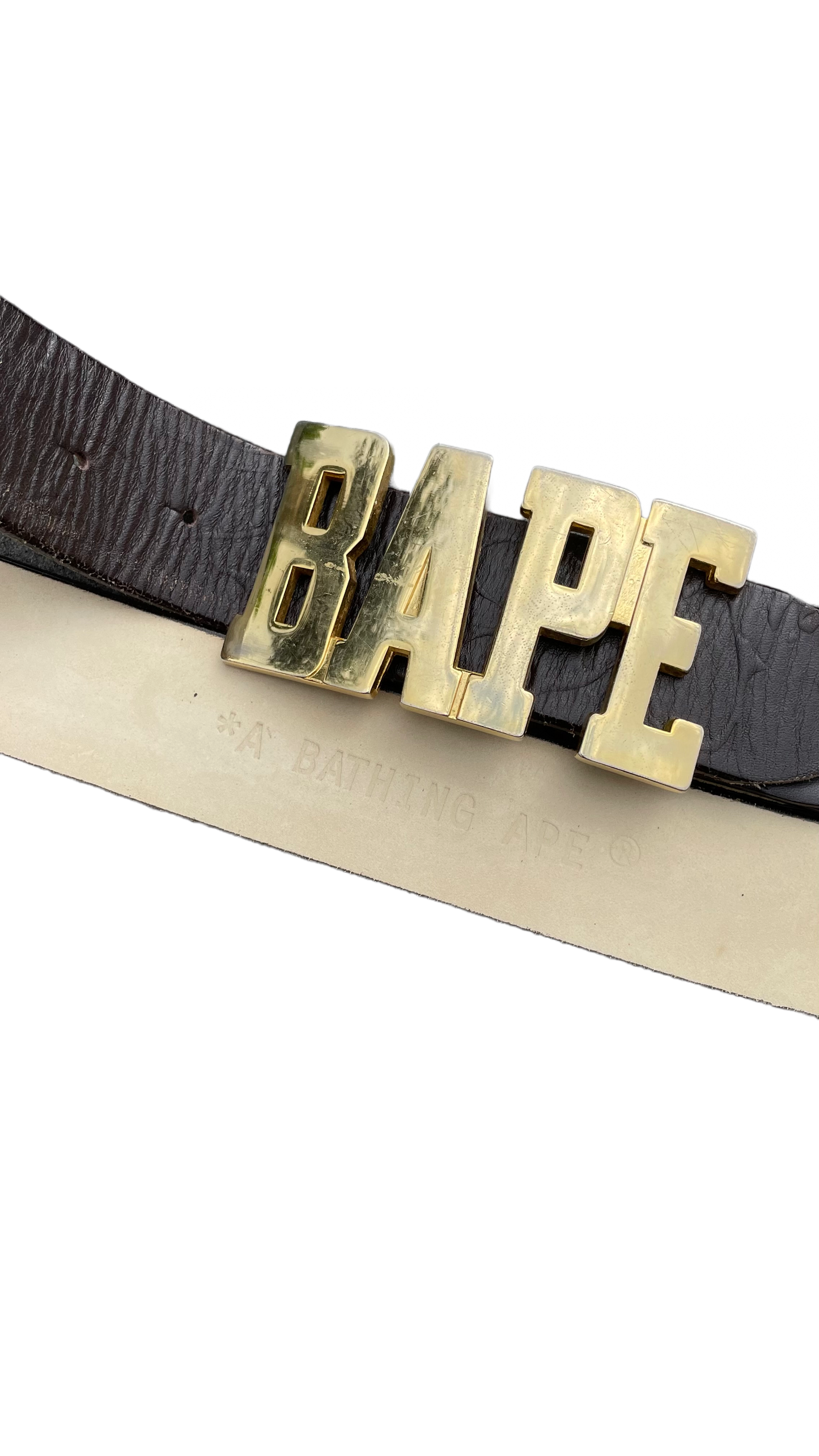 CINTURA BAPE GOLD SPELLOUT MARRONE [TAGLIA UNICA]