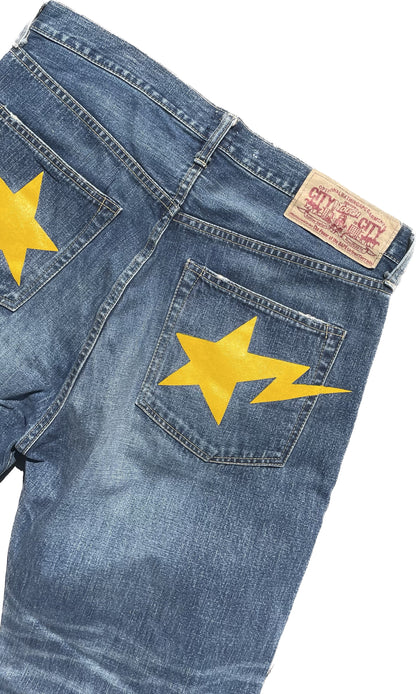 BAPE JEANS STELLE GIALLE [L]