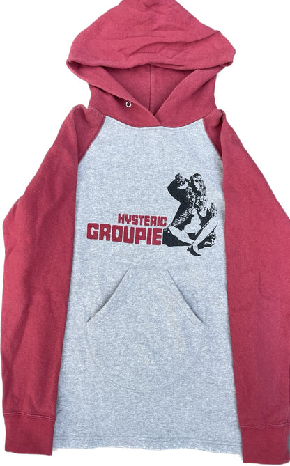 FELPA CON CAPPUCCIO HYSTERIC GLAMOUR GROUPIE GRIGIO ROSSO [S]