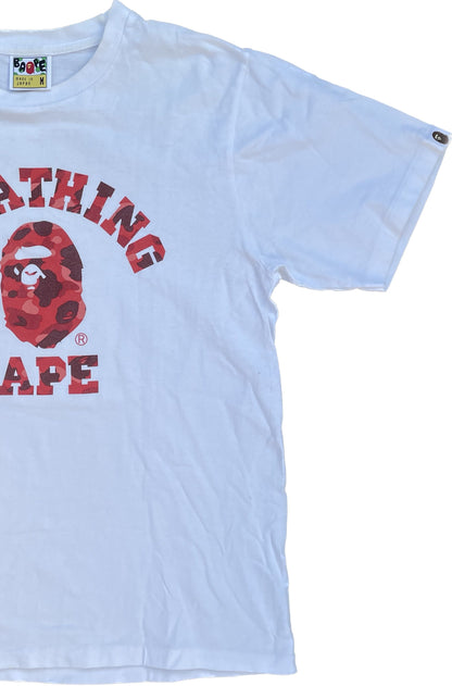 MAGLIETTA COLLEGE CON LOGO ROSSO BAPE BIANCA [M]