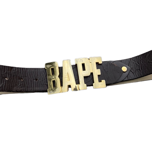 CINTURA BAPE GOLD SPELLOUT MARRONE [TAGLIA UNICA]