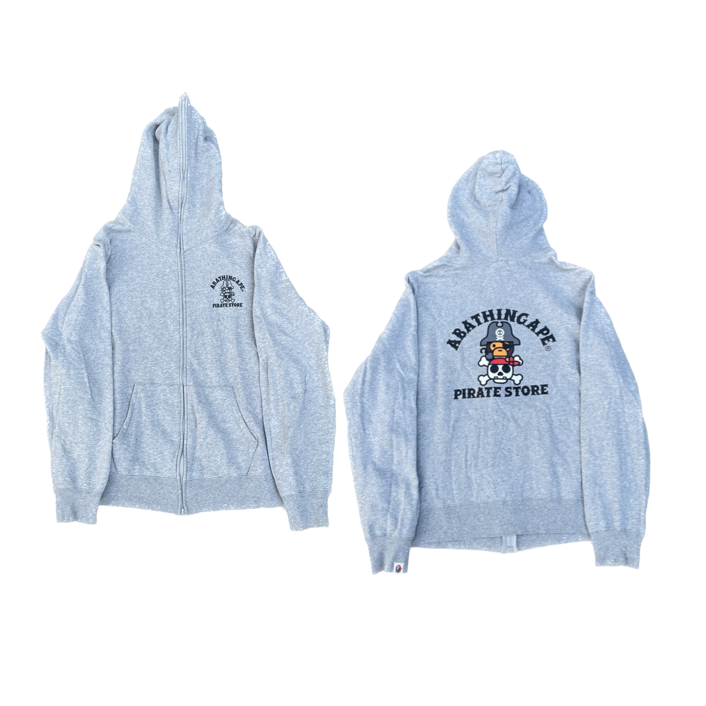 BAPE PIRATE STORE ZIP-UP HOODIE GREY [XXL]