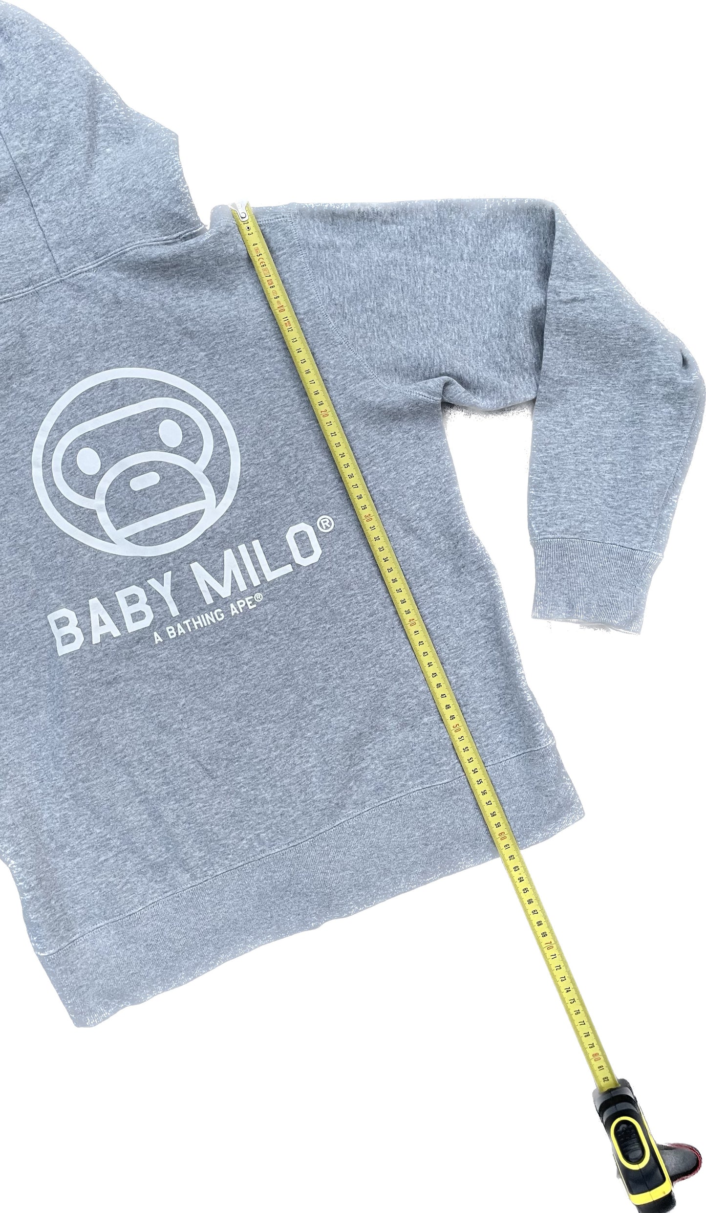 BAPE BABY MILO FELPA CON CAPPUCCIO E ZIP GRIGIA [M]