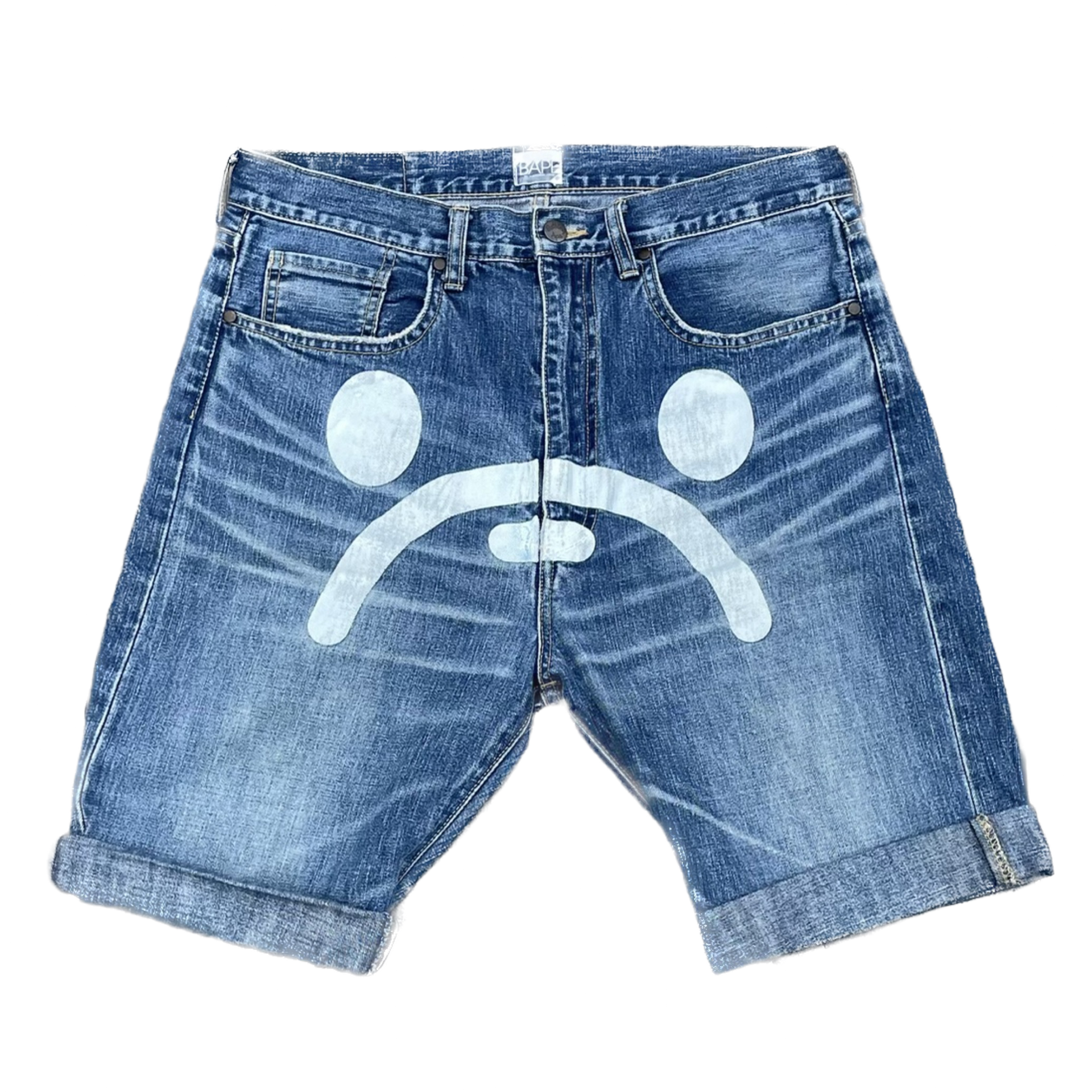 パンツ A bathing ape Milo Face Denim Shorts MILO FACE 10 OZ STRETCH DENIM SHORTS | bape.com