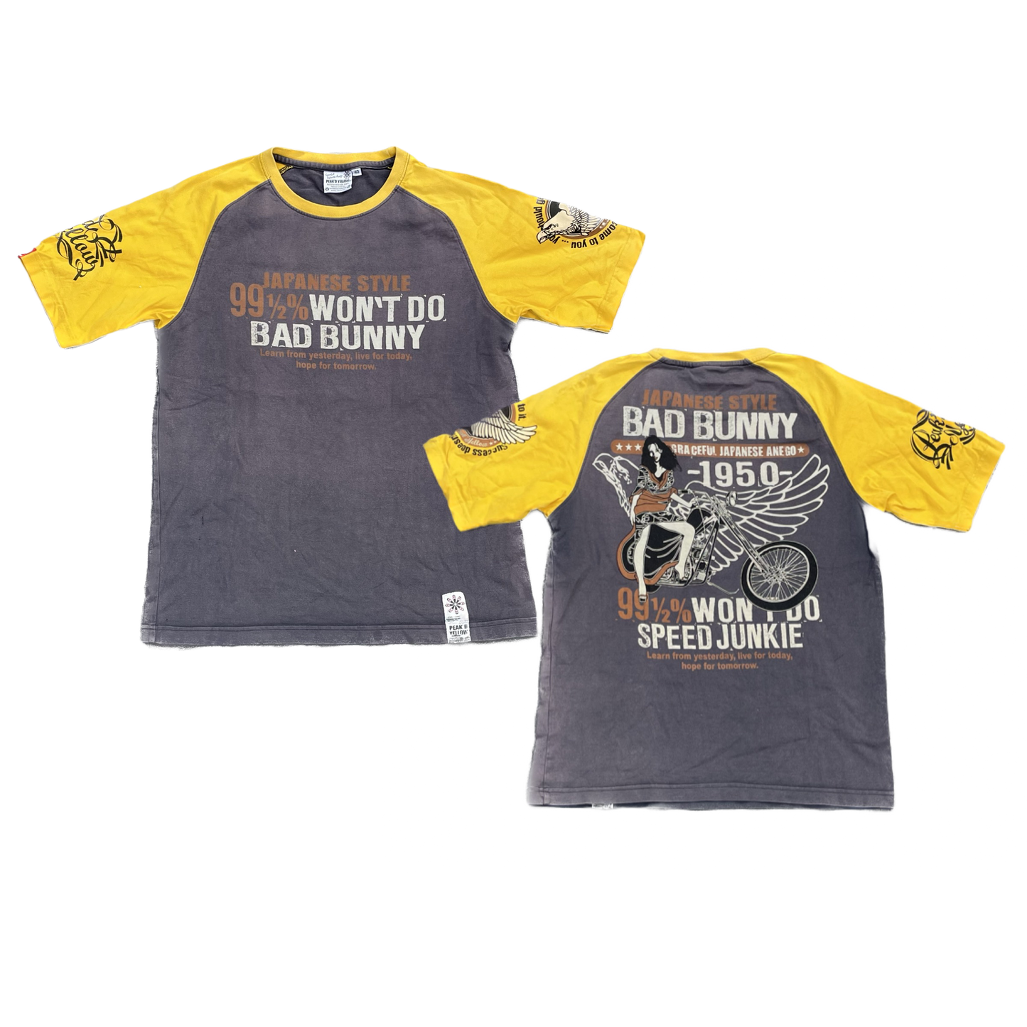 T-SHIRT RAGLAN GIALLO MARRONE CON PICCO [M]