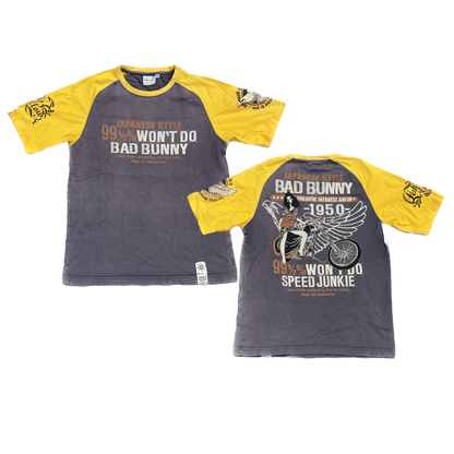 T-SHIRT RAGLAN GIALLO MARRONE CON PICCO [M]