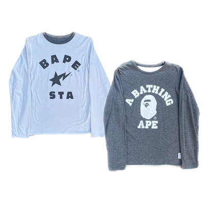 BAPE BAPESTA MAGLIETTA REVERSIBILE A MANICHE LUNGE [XS]