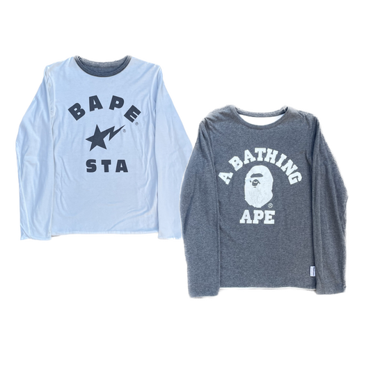 BAPE BAPESTA T-SHIRT RÉVERSIBLE À MANCHES LONGUES [XS]