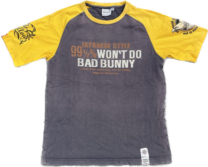 T-SHIRT RAGLAN GIALLO MARRONE CON PICCO [M]